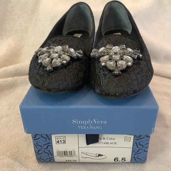 Black Lace and Rhinestone Flat NEW! - Picture 2 of 5